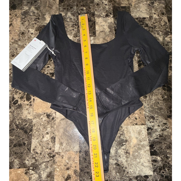 LULULEMON WUNDERMOST SQUARE-NECK BODYSUIT BLACK SHINE COLOR SIZE X-SMALL NWT - Picture 5 of 10